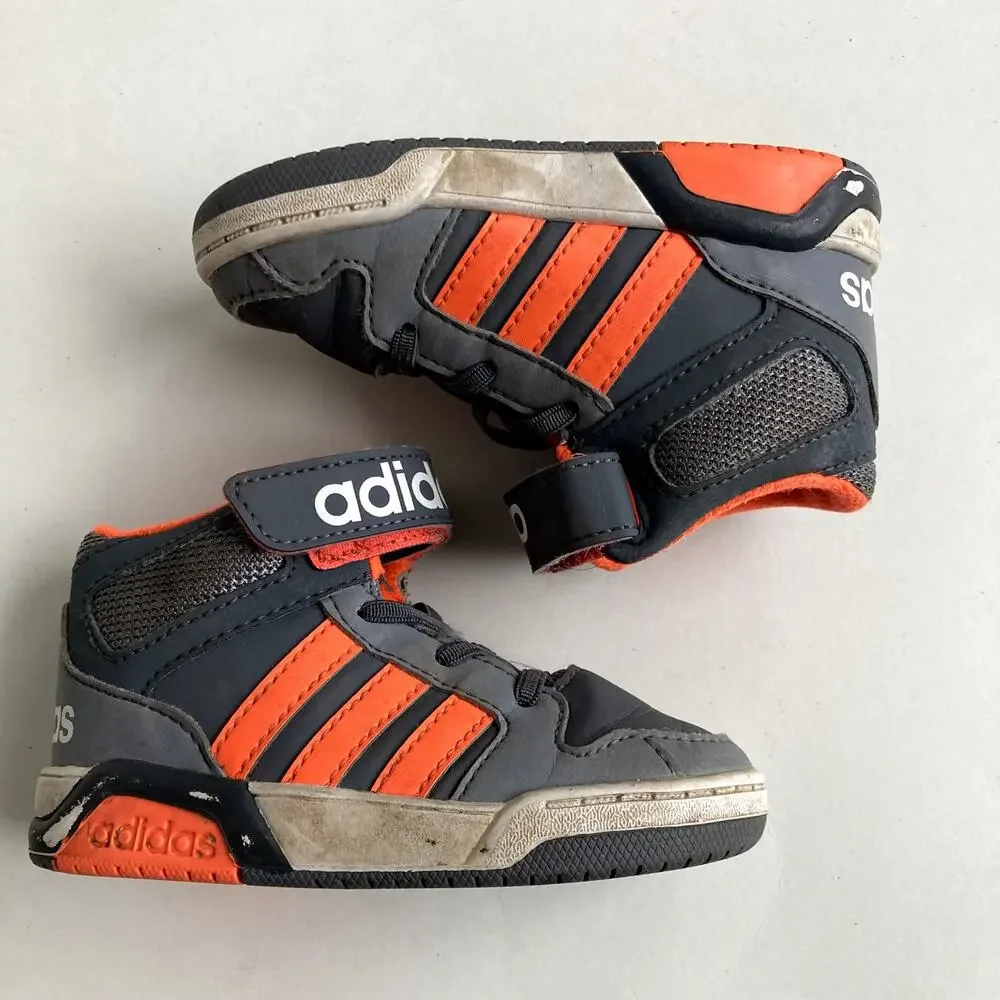 Adidas Toddler High Top Sneakers - Grey Orange - 6K